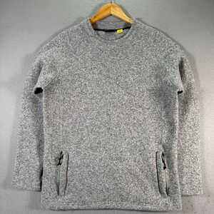 Cabelas Crewneck Fleece Sweater Mens Large Gray Zip Pocket Hunting Outdoors‎